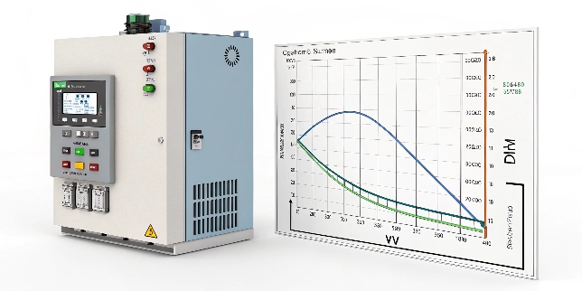 VFD Reduces Starting Current An electrical panel showing the smooth startup curve of a motor with a VFD
