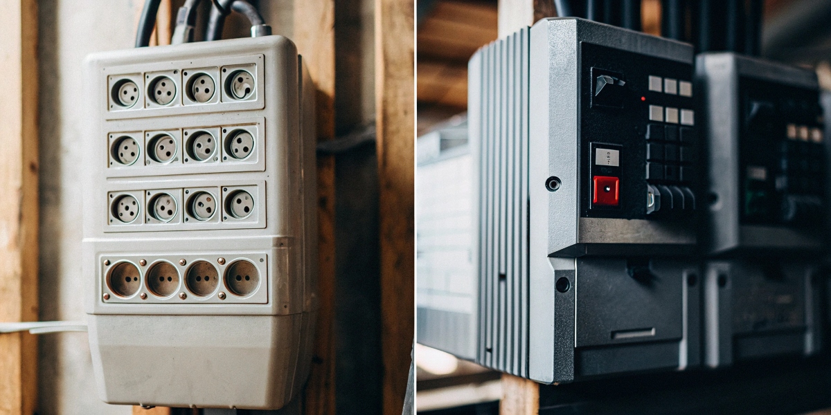 Inverter vs VFD Side-by-side images of a simple power inverter and a complex VFD, highlighting the simple output sockets vs the advanced control panel
