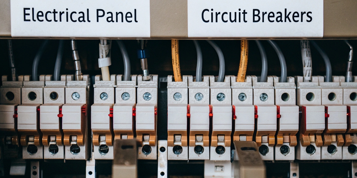 Application of MCBs in a panel An electrical panel with multiple miniature circuit breakers