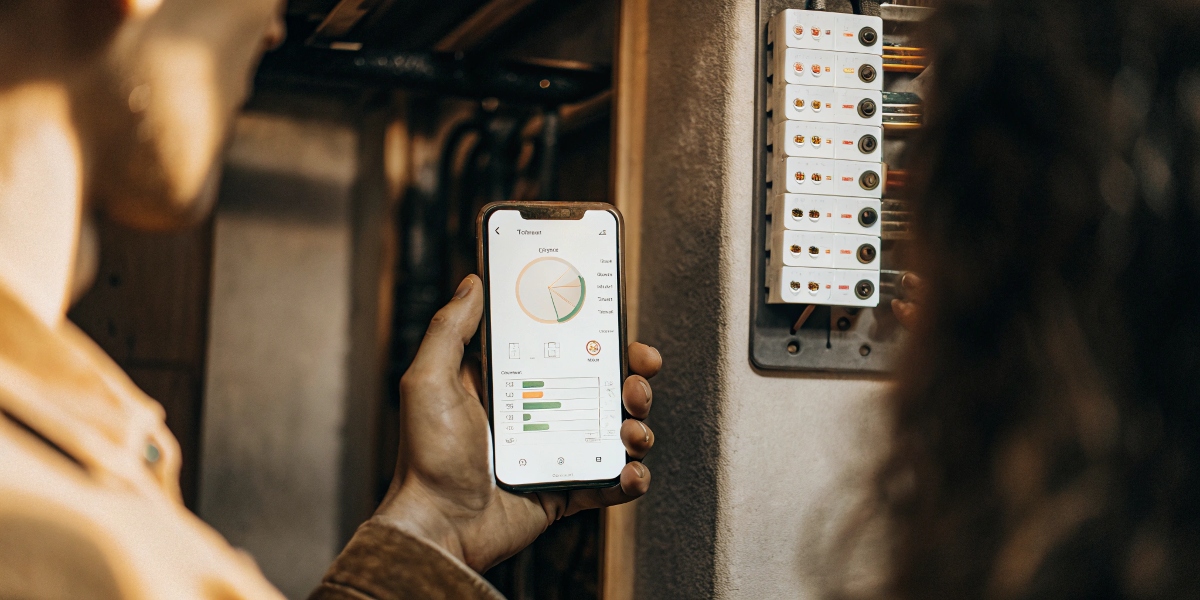 A smartphone app showing energy usage data from a smart Square D panel